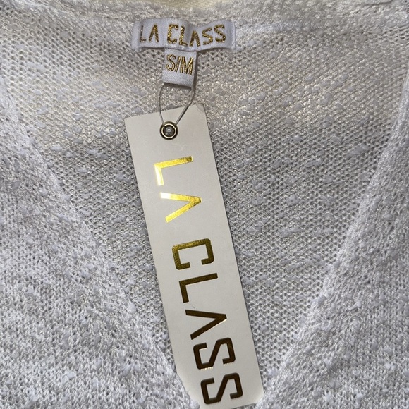 NWT LA Class White Wrap Slubbed Knit Dress Swimsuit Coverup Sz S/M - Picture 6 of 10